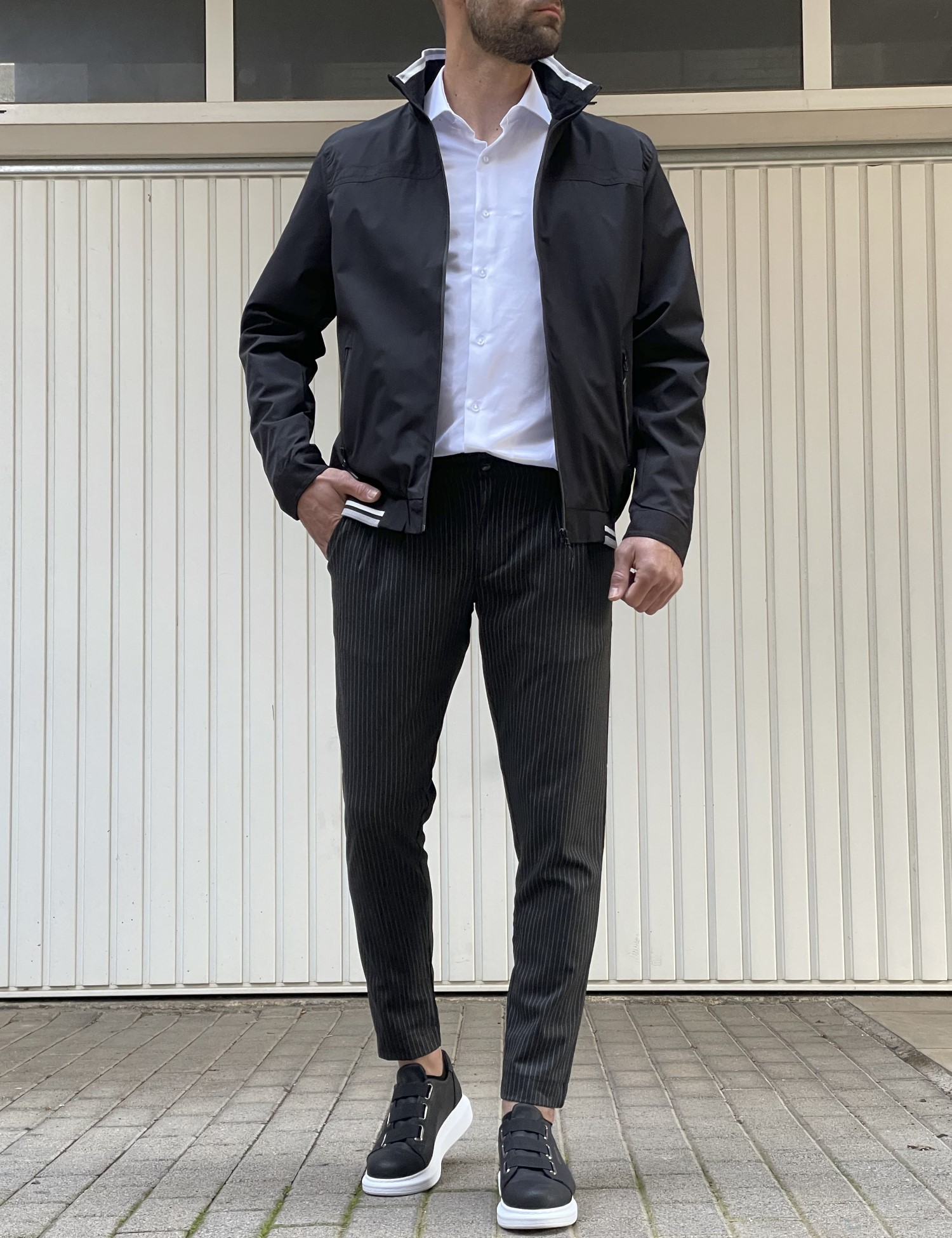 Ανδρικό μαύρο Jacket με γιακά WS10160 φωτογραφία